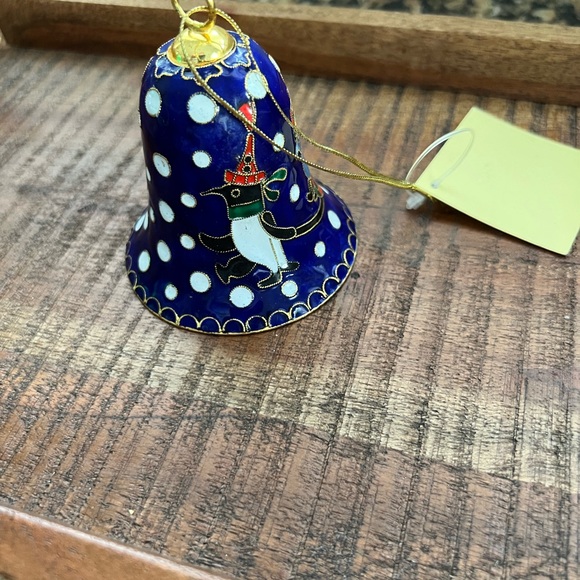 Precious Cloisonne Christmas Bell Ornament with Snowman - Picture 3 of 8
